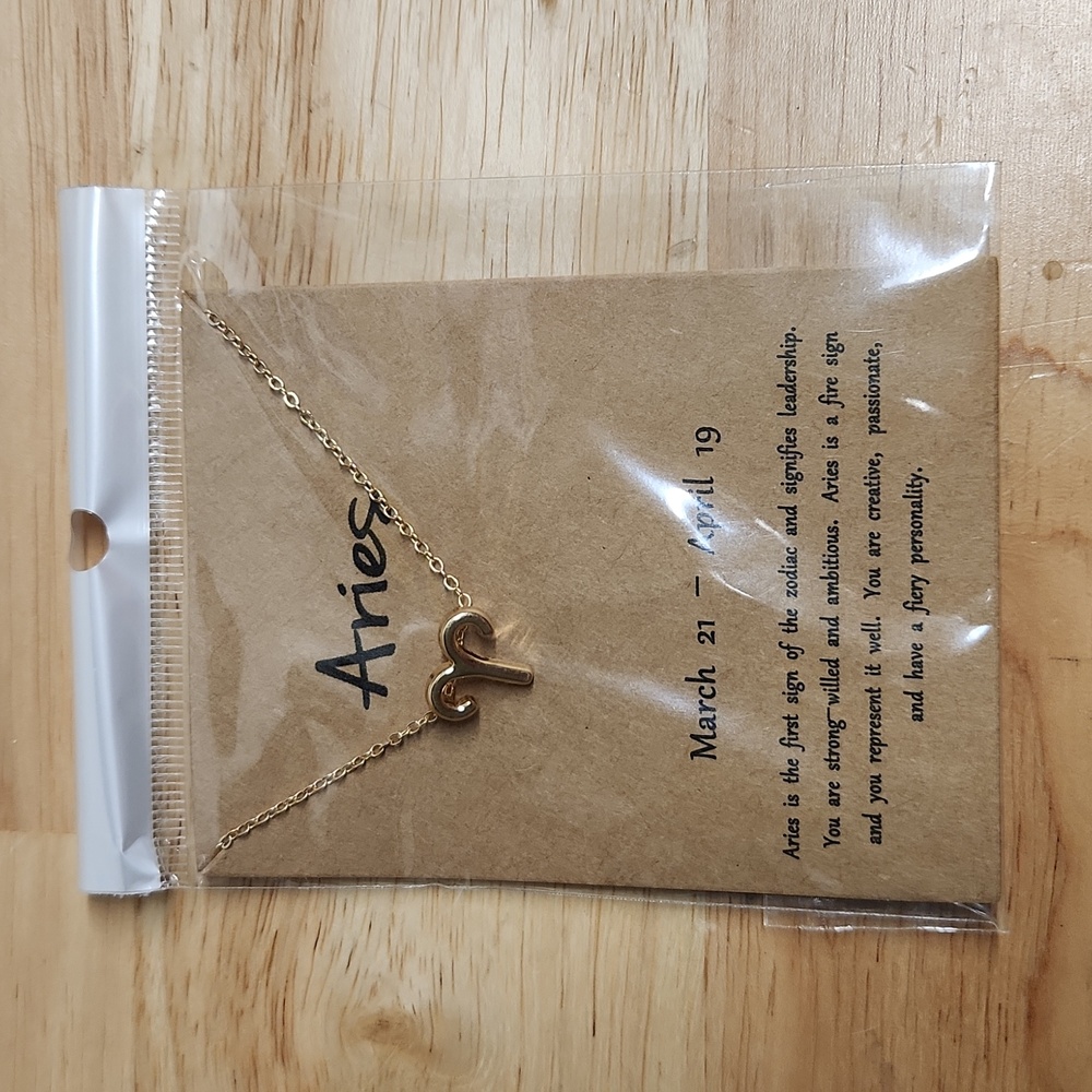 Aries Zodiac Goldtone Necklace